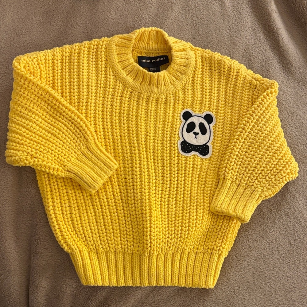 Mini Rodini Yellow Panda Sweater EU 92/98